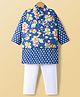 Teentaare Cotton Woven Full Sleeves Floral Printed Kurta Pyjama Set With Ethnic Jacket - Blue