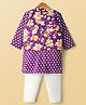 Teentaare Cotton Woven Full Sleeves Floral Printed Kurta Pyjama Set With Ethnic Jacket - Purple