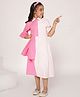 ADORNIA Viscose Rayon Knit Half Bell Sleeves Cut & Sew Dress With Headband - Pink