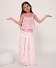 ADORNIA Silk Knit Sleeveless Floral Printed Top & Coordinating Skirt With Hair Clip - Pink