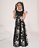 ADORNIA Viscose Rayon Knit Sleeveless Floral Printed Dress With Headband - Black
