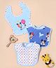 Babyhug Disney Premium Bibs Mickey Hot Air Balloon Set of 3 - Blue & White| Soft Cotton Fabric with Snap Button Feeding & Drooling Bibs 6 to 24 Months|High Absorbent| Machine Washable Infant Feeding