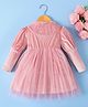 Mark & Mia Full Sleeves Solid Party Dress With Net Detailing - Pink