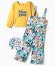 OLLINGTON ST. Cotton Full Sleeves Top & Printed  Knit Dungaree- Yellow & Multicolor