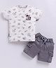 KIDZELLO Cotton Knit Half Sleeves Skateboard Printed Tee & Shorts Set - Fawn