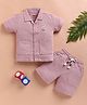 KIDZELLO Cotton Knit Half Sleeves Self Design Coordinating Shirt & Shorts Set - Onion