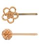 Aye Candy Set Of 2 Floral Designed Bobby Clips - Gold