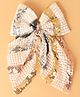 Aye Candy Sequins Embellished Bow Applique Detailed Alligator Clip - White & Gold