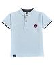 Earth Conscious Cotton Knit Half Sleeves Brand Name Patch Detailed Polo Tee - Sky Blue