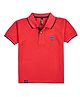 Earth Conscious Cotton Knit Half Sleeves Brand Name Patch Detailed Polo Tee - Red