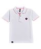 Earth Conscious Cotton Knit Half Sleeves Brand Name Patch Detailed Polo Tee - White