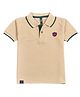 Earth Conscious Cotton Knit Half Sleeves Brand Name Patch Detailed Polo Tee - Beige