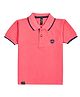 Earth Conscious Cotton Knit Half Sleeves Brand Name Patch Detailed Polo Tee - Peach