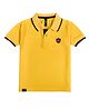 Earth Conscious Cotton Knit Half Sleeves Brand Name Patch Detailed Polo Tee - Yellow