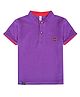 Earth Conscious Cotton Knit Half Sleeves Brand Name Patch Detailed Polo Tee - Purple