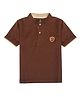Earth Conscious Cotton Knit Half Sleeves Brand Name Patch Detailed Polo Tee - Coffee Brown