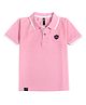 Earth Conscious Cotton Knit Half Sleeves Brand Name Patch Detailed Polo Tee - Pink