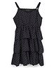 Tito Patito Cotton Rayon Woven Sleeveless Polka Dots Printed Layered Dress - Black