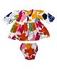 Tito Patito Cotton Rayon Woven Three Fourth Sleeves Abstract Printed Dress With Coordinating Blommer - Multi Colour