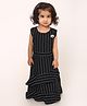 Tito Patito Woven Sleeveless Striped & Floral Applique Detailed Dress - Black