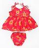 Tito Patito Cotton Blend Woven Sleeveless Floral Printed Dress With Coordinating Bloomer - Multi Colour