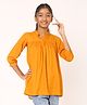 TITO PATITO Woven Three Fourth Sleeves Pleated Solid Top - Mustard