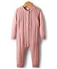 Babyhug Sweater Knit Full Raglan Sleeves Front Open Winter Wear Romper with Cable Knit Design - Pink