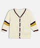 MINI KLUB Cotton Knit Full Sleeves Placement Striped & Cable Knit Designed Cardigan - White