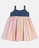 MINI KLUB Cotton Woven Sleeveless Striped Dress - Dark Blue & Pink