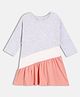 MINI KLUB Cotton Knit Full Sleeves Cut & Sew Dress - Grey White & Pink