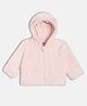 MINI KLUB Cotton Knit Full Sleeves Fur Detailed Solid Hooded Jacket - Pink