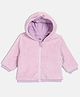 MINI KLUB Cotton Knit Full Sleeves Fur Detailed Solid Hooded Jacket - Lilac