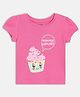 MINI KLUB Cotton Knit Half Puffed Sleeves Cupcake Printed Top - Pink
