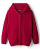 Pine Kids Knit Full Sleeves Solid Color Hooded Front Open Sweater - Red