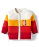 Babyhug Knit Full Raglan  Sleeves Front Open Sweater with Stripes - Red & White