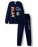 Olio Kids Looper Knit Full Sleeves Winter Wear Sweatshirt & Jogger Set with Play Text Print - Royal Blue