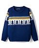 Pine Kids Knit Full Raglan Sleeves Pullover Sweater with Tree Design - Navy Blue