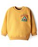 Little Kangaroos Knit Full Sleeves Sweatshirt With Text Print & Patch Detailing - Yellow