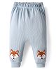 Little Kangaroos Knit Full Length Lounge Pant with Fox Embroidery - Light Blue