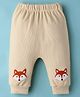 Little Kangaroos Knit Full Length Lounge Pant with Fox Embroidery - Cream