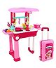 NEGOCIO Kitchen Set for Kids Girls Big Cooking Set Light and Sound Portable Trolley Pretend Play Toys - PACK OF 1- COLOR MAY VARY
