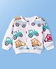 Doodle Poodle 100% Cotton Knit Full Sleeves Sweatjacket With Vehicle Print - White