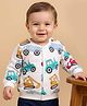 Doodle Poodle 100% Cotton Knit Full Sleeves Sweatjacket With Vehicle Print - White