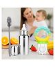 AEREX Stainless Steel Milk Baby Feeding Bottle, Rattler Fruit Nibbler & Bottle Cleaning Brush Combo Feeding Bottle for Babies, Infants and Toddlers Feeding Combo (Green)