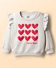 Doodle Poodle 100% Cotton Knit Full Sleeves Sweatshirt With Heart Print - Off White