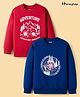 Honeyhap Premium 100% Cotton Knit With Bio Finish Full Sleeves Sweatshirts with Adventure Text Print Pack Of 2 - Lava Falls & Navy Peony