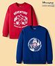 Honeyhap Premium 100% Cotton Knit With Bio Finish Full Sleeves Sweatshirts with Adventure Text Print Pack Of 2 - Lava Falls & Navy Peony