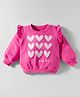 Doodle Poodle 100% Cotton Knit Full Sleeves Sweatshirt With Heart Print - Pink
