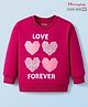 Honeyhap Premium 100% Cotton Knit Full Sleeves Sweatshirt With Heart Print & Bio Finish - Cerise