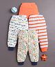 BUMZEE Cotton Knit Full Length Lounge Pants with Stripes & Vehicle Print Pack of 4 - White & Coral